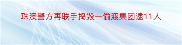 珠澳警方再联手捣毁一偷渡集团逮11人