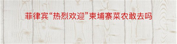 菲律宾“热烈欢迎”柬埔寨菜农敢去吗