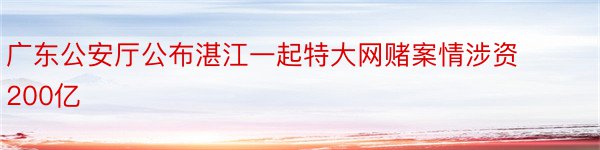 广东公安厅公布湛江一起特大网赌案情涉资200亿